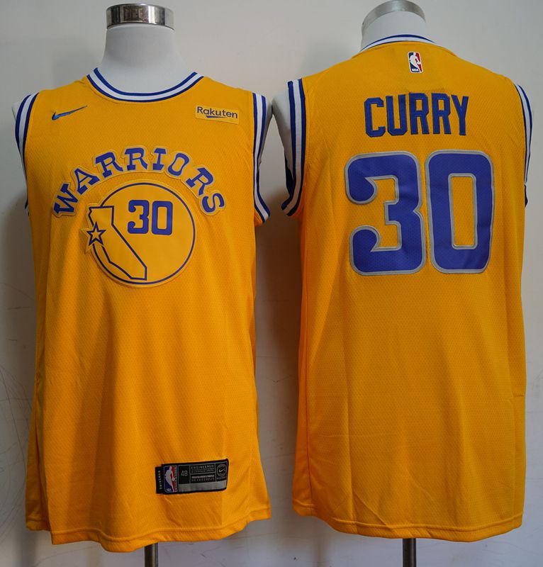 Men Golden State Warriors 30 Curry Yellow Nike Game NBA Jerseys
